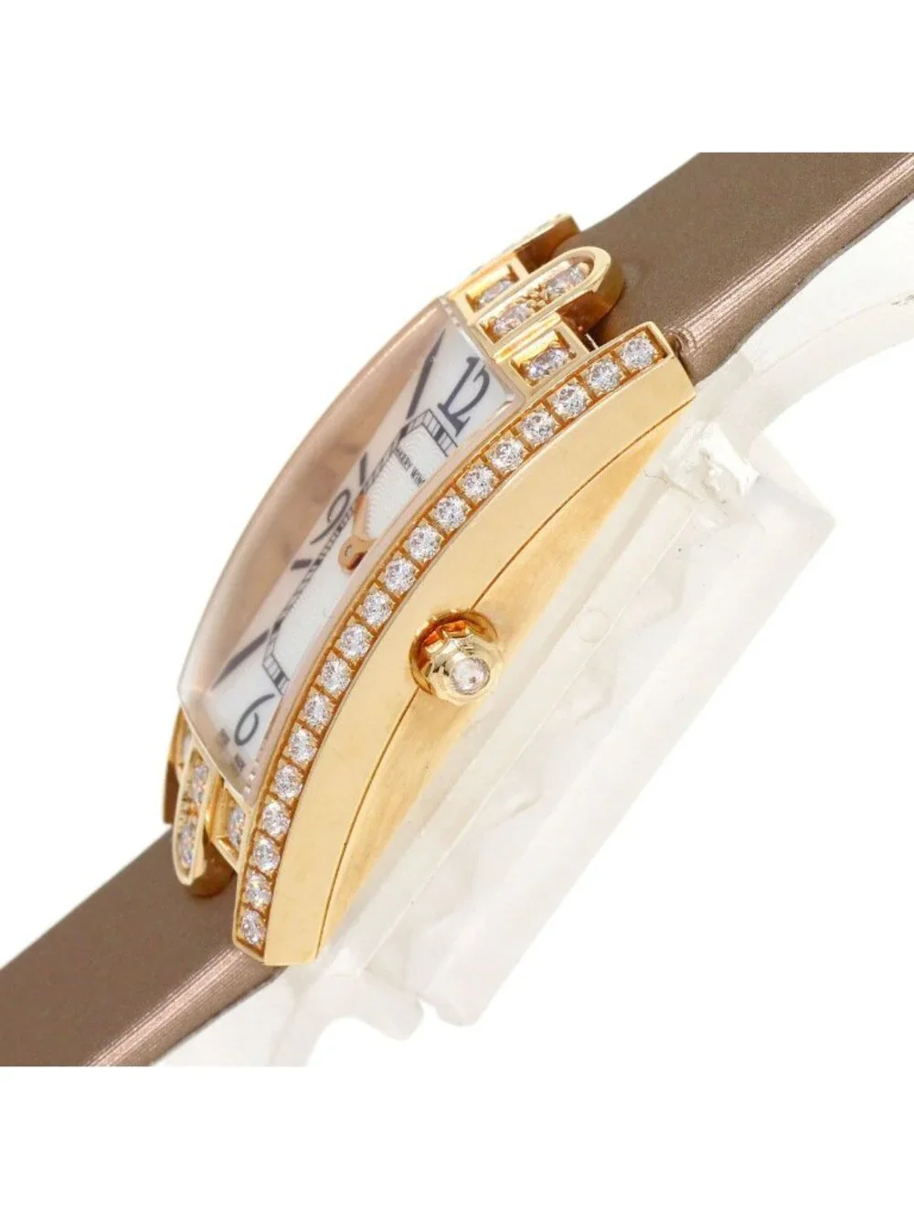 Harry Winston 332 Lqr Avenue C Mini Diamond Bezel Watch 18k Pink Gold Satin